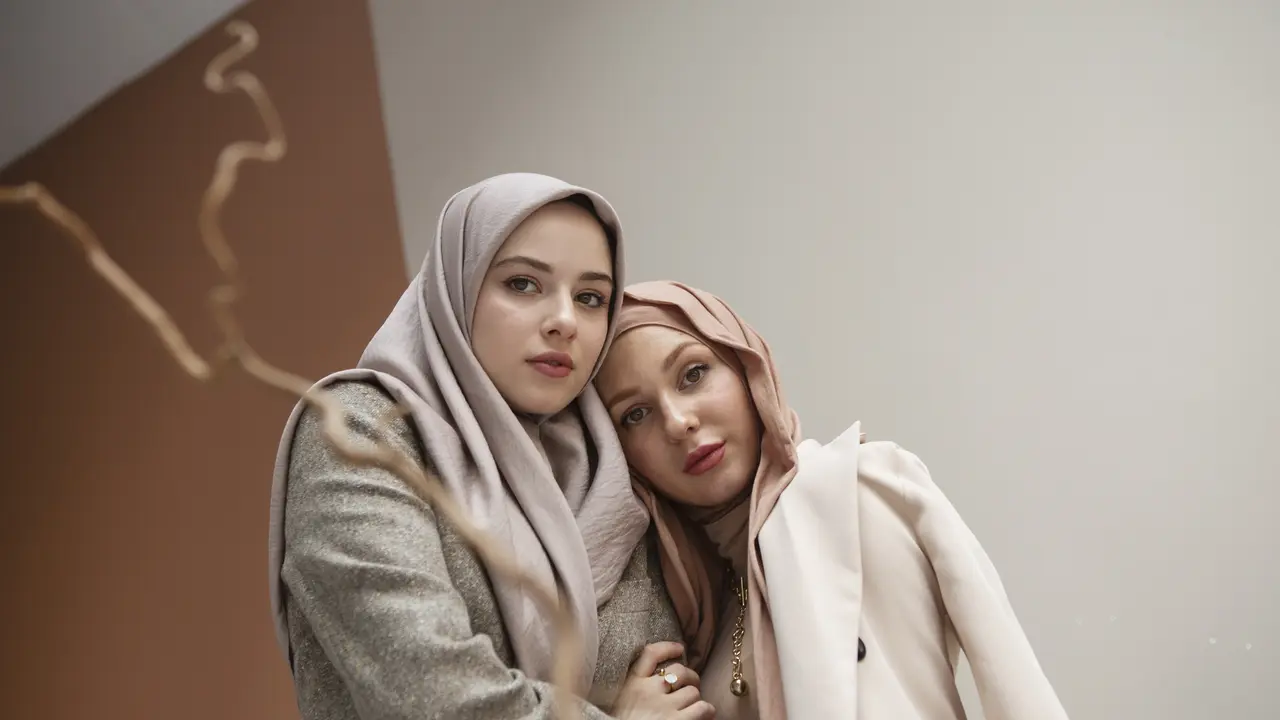 Ilustrasi wanita dengan hijab oval
