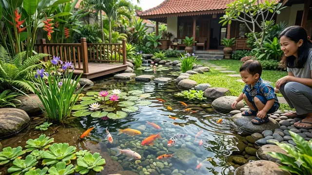 Inspirasi Kolam Ikan Dangkal yang Aman untuk Balita dan Tetap Cantik Dipandang