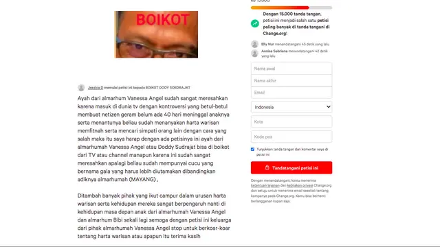 petisi dengan judul "BOIKOT DODY SOEDRAJAT DARI TV" itu terhitung hingga artikel ini dimuat sudah mendapat tandatangan lebih dari 10 ribu pendukung. (change.org)
