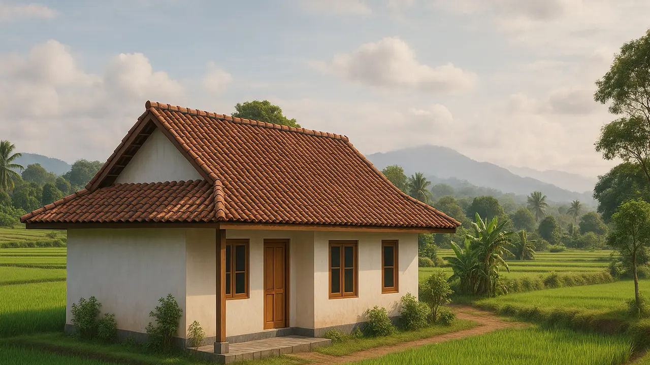 7 Gambar Rumah Sederhana Tepi Sawah yang Cantik/via ChatGPT