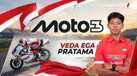 Veda Ega Pratama, pembalap Indonesia yang mentas pada balapan Moto3 2026. (Hendry Wibowo/Bola.com/Gemini)