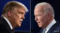Debat capres antara Donald Trump dan Joe Biden pada Selasa 29 September 2020 yang berlangsung dengan kacau. (AFP / JIM WATSON, SAUL LOEB)