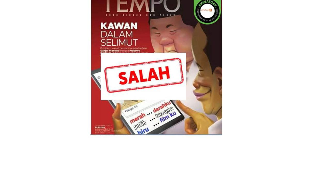 Cek Fakta: Tidak Benar Cover Majalah Tempo dengan Foto Ganjar Pranowo Bernarasi "Merah Darahku, Putih Tulangku, dan Biru Filmku"