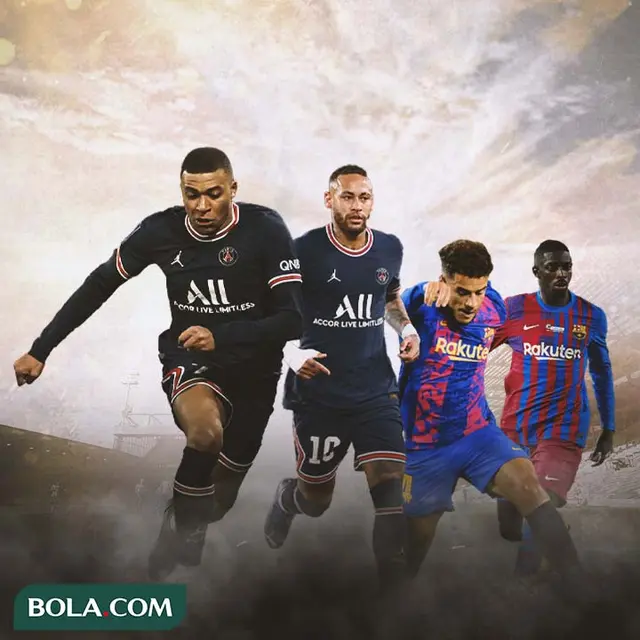 Ilustrasi - Pemain Kemahalan: Kylian Mbappe, Neymar, Coutinho, Ousmane Dembele