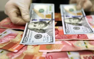 Karyawan menunjukkan uang dolar AS dan rupiah di Jakarta, Rabu (30/12/2020). Nilai tukar rupiah di pasar spot ditutup menguat 80 poin atau 0,57 persen ke level Rp 14.050 per dolar AS. (Liputan6.com/Johan Tallo)