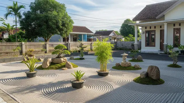 Inspirasi Taman Rumah di Desa Tanpa Rumput Model Taman Kering Zen