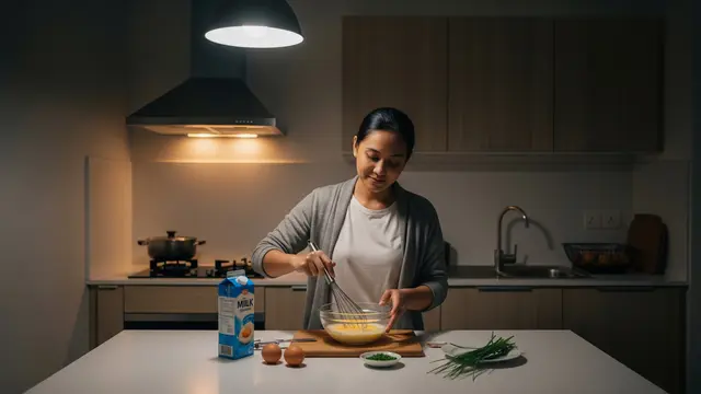 Mengocok telur dan susu (Gemini AI)