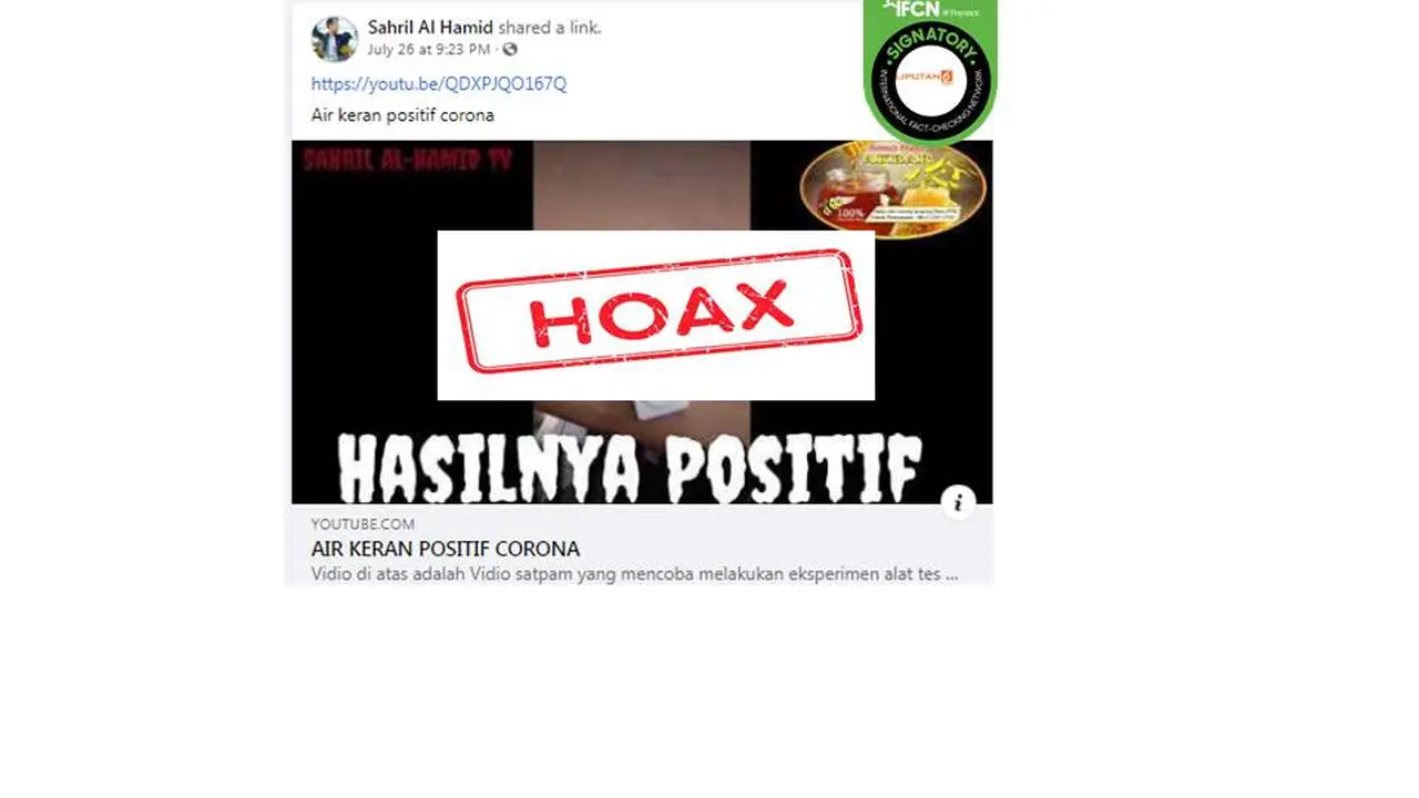 Cek Fakta: Alat Swab Antigen Positif Covid-19 Saat Disukani toya Keran, Cek Faktae