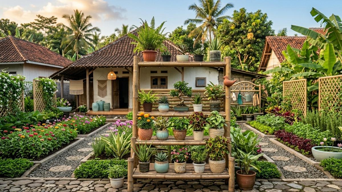 Cara Membuat Rak Tanaman Bertingkat dari Bambu yang Estetik