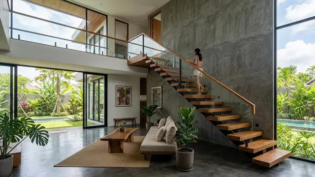 Desain Tangga dengan Anak Tangga Mengambang untuk Interior Rumah Modern