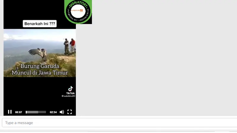 Tangkapan layar klaim video burung garuda di Jawa Timur,