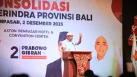 Sekjen Partai Gerindra Ahmad Muzani saat menghadiri konsolidasi akbar DPD Partai Gerindra Bali pada Sabtu malam (2/12/2023). (Foto: Dokumentasi Gerindra).