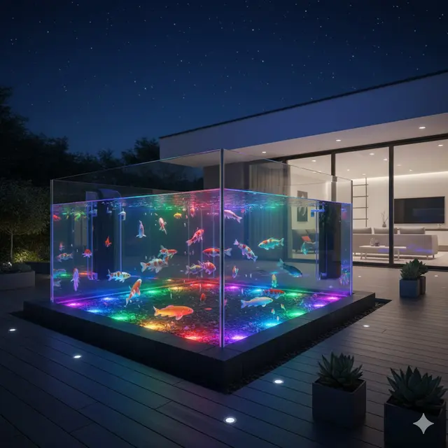7 Model Kolam Ikan Hias Minimalis dengan Lampu LED Elegan, Percantik Halaman Rumah Modern 2025