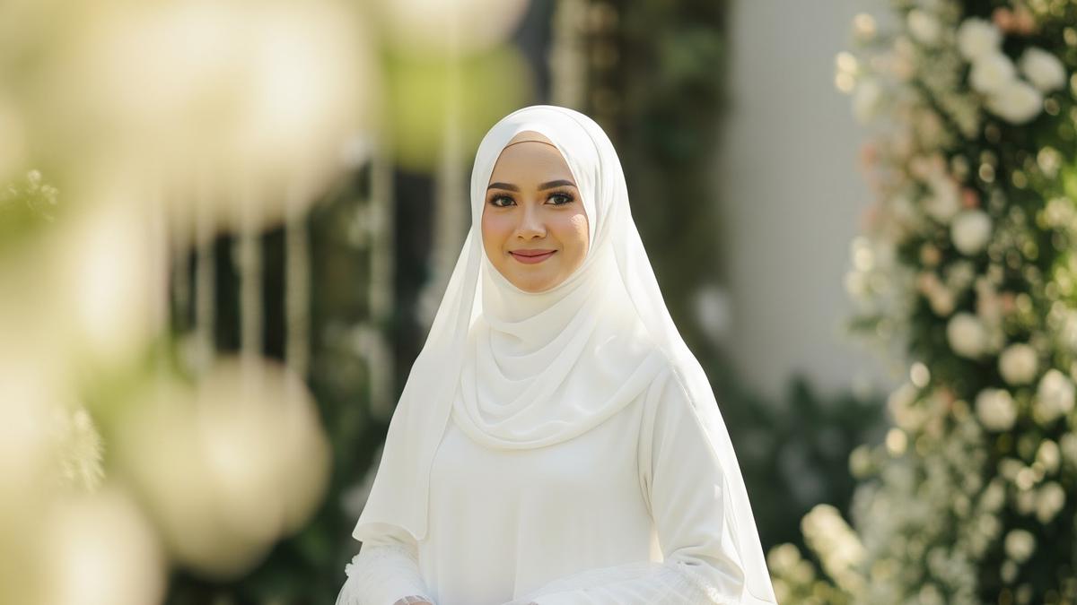 9 Model Gamis Putih Simple untuk Pengajian dan Akad Nikah, Tampil Anggun