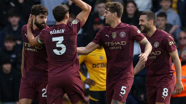 Seleberasi pemain Manchester City saat melawan Wolverhampton di arena Liga Inggris
