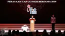 Wapres Jusuf Kalla (JK) memberikan pidato saat menghadiri perayaan Cap Go Meh 2016, di Hall D JIE Kemayoran, Jakarta, Minggu (28/2/2016). Tema yang diangkat untuk tahun ini adalah "Bersama Membangun Bangsa." (Liputan6.com/Faizal Fanani)