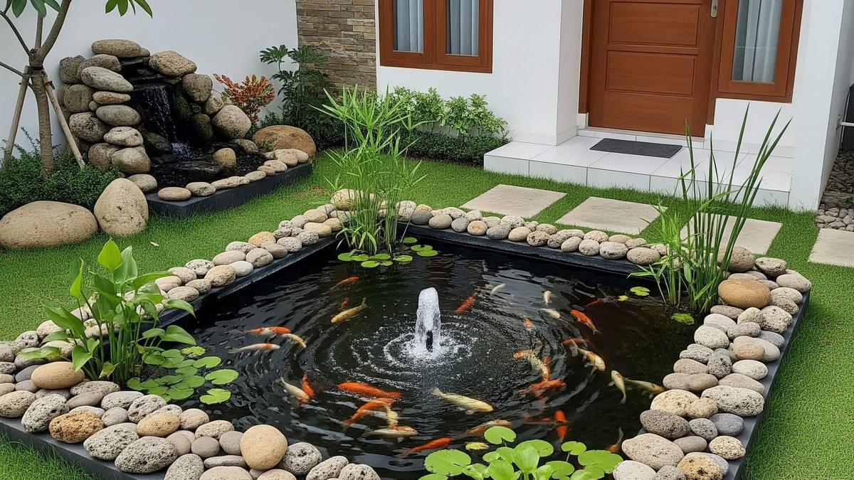 7 Contoh Taman Mini dengan Kolam Kecil di Rumah Desa, Hadirkan Ketenangan Alami