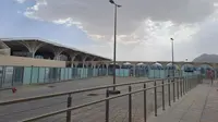 Kawasan bandara internasional di Kota Madinah ini diguyur hujan gerimis. (Foto:Liputan6/ Nafiysul Qodar)