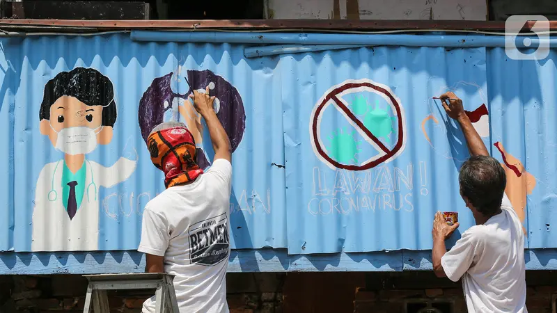 Ketika Warga Kali Pasir Perangi Virus Corona dengan Pesan Mural