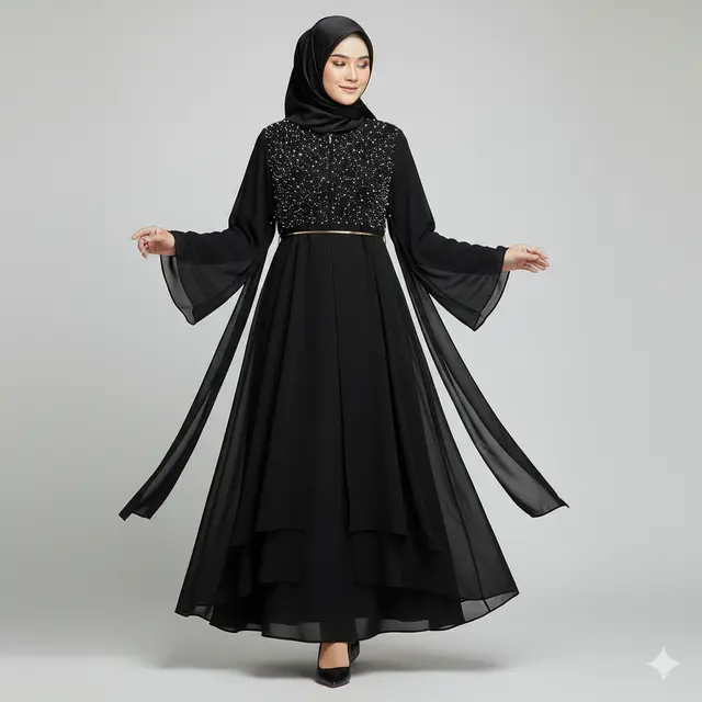 Model Abaya Hitam Mewah di 2026. AI