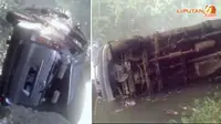 [VIDEO] Hindari Truk, Minibus Terjun ke Sungai di Ciamis