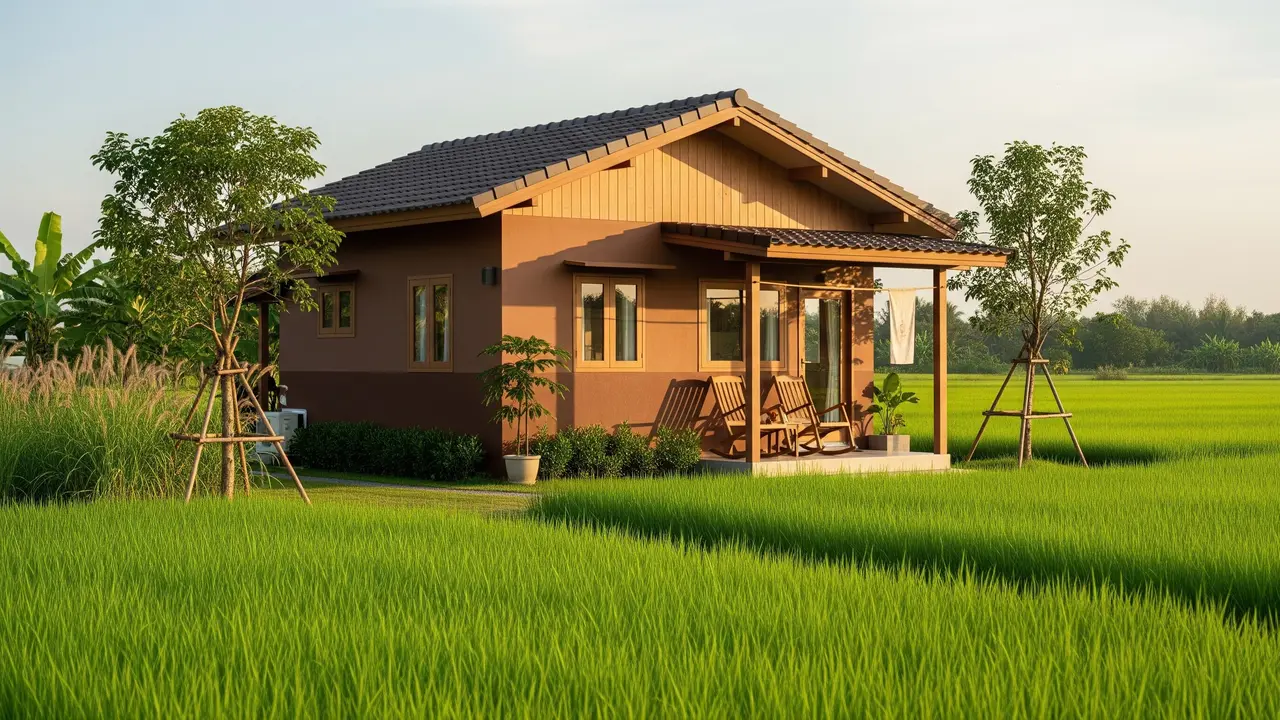 Warna Cat untuk Rumah di Dekat Sawah (Image by Gemini AI)