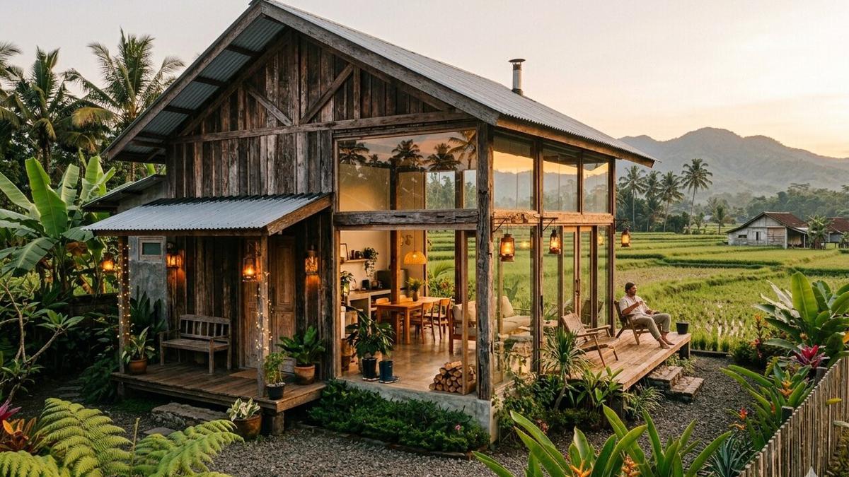 15 Desain Rumah Minimalis di Desa dengan Sentuhan Kayu Bekas Biar Unik dan Hemat