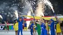 Penampilan sejumlah penari dalam upacara pembukaan Euro 2024 yang berlangsung di Allianz Arena, Munchen, Jerman, Sabtu (15/06/2024) WIB. (AFP/Fabrice Coffrini)
