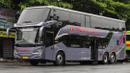 Laksana Legacy SR2 Double Decker menjadi satu-satunya varian bus tingkat dari Laksana. Bus double decker ini digunakan untuk memaksimalkan daya angkut penumpang. (Source: Instagram/@amarbayuu_)