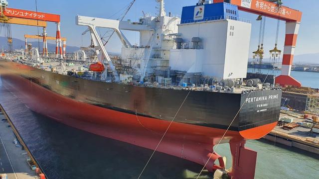 Pertamina luncurkan kapal baru VLCC (Very Large Crude Carrier) berkapasitas 2 juta barel dengan nama Pertamina Prime. (Dok Pertamina)