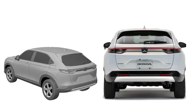 Tampak belakang paten All New Honda HR-V (kiri) yang terungkap di dokumen DJKI