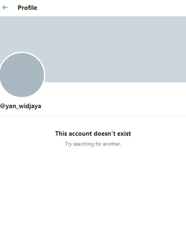 Akun Twitter Yan Widjaya menghilang. (https://twitter.com/yan_widjaya)