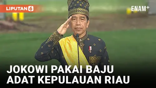 VIDEO: Jokowi Pimpin Upacara Hari Lahir Pancasila Kenakan Baju Adat Kepulauan Riau
