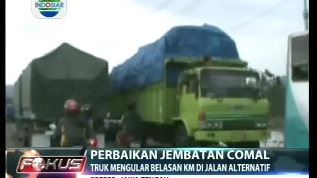 Perbaikan Jembatan Comal, Truk Mengular Belasan Kilometer
