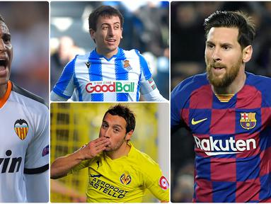 Kemampuan pemain dalam memberikan assist menjadi faktor penting untuk memperbesar peluang terjadinya sebuah gol dalam pertandingan. Lionel Messi menjadi salah satu pemain yang banyak menyumbangkan assist untuk Barcelona. Berikut 6 raja assist La Liga di musim 2019/2020. (kolase foto AFP)