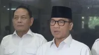 Menteri Desa Pembangunan Daerah Tertinggal dan Transmigrasi, Adbul Halim Iskandar di Mabes Polri, Jakarta,&nbsp;Rabu (19/2/2025). (Merdeka.com/Rahmat Baihaqi)