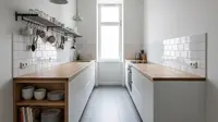 7 Model Dapur dengan Meja Panjang Multi Fungsi di Lahan Sempit, Estetik dan Efisien