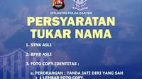 Syarat Balik Nama Kendaraan Bermotor. (Selasa, 02/08/2022). (Dokumentasi Polda Banten).