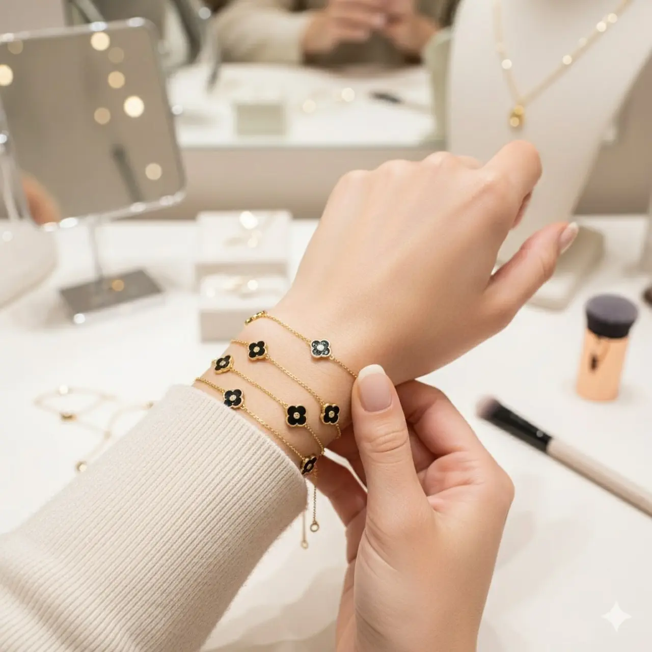 Tampil Memukau dengan 7 Model Gelang Bunga Hitam Rantai Emas Minimalis ...