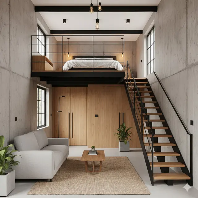 Rumah Mezzanine dengan Konsep Industrial Modern. Gemini