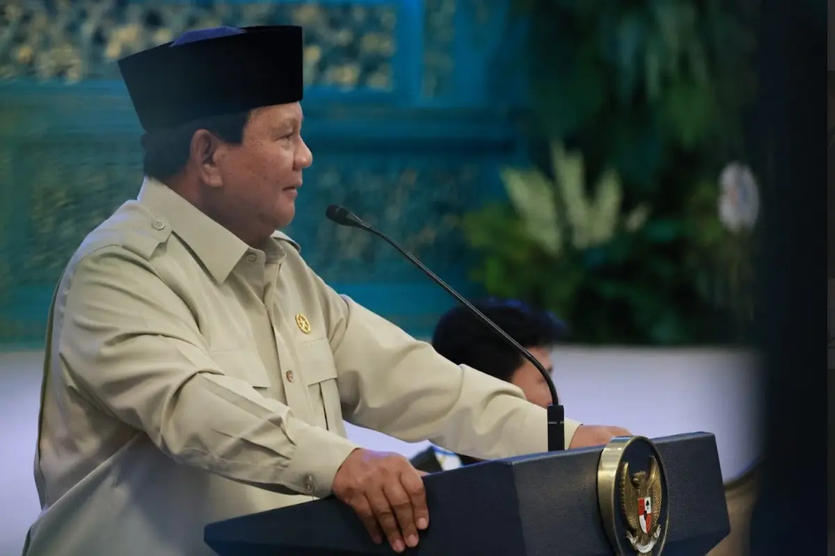 Presiden Prabowo Subianto dalam acara pemberian penghargaan atlet Sea Games ke-33 Thailand Tahun 2025 di Istana Negara Jakarta, Kamis (8/1/2026).