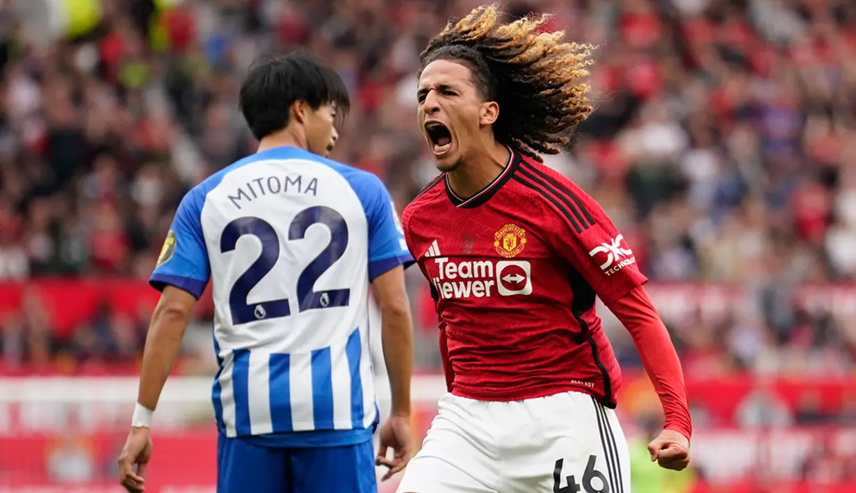 Hannibal Mejbri membalas dengan satu gol, yang ternyata hanya menjadi hiburan belaka. (AP Photo/Dave Thompson)