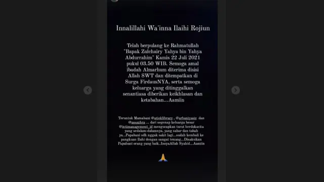 Ayah Arbani Yasiz Meninggal Dunia Usai Berjuang Melawan Covid-19