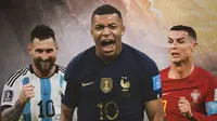 Ilustrasi - Lionel Messi, Kylian Mbappe, Cristiano Ronaldo (Bola.com/Adreanus Titus)