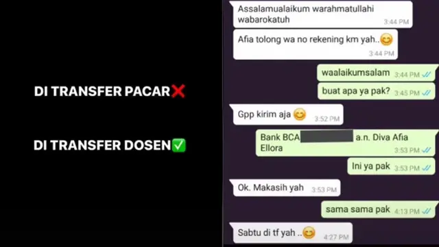 Gara-gara Ditransfer Uang Oleh Dosen, Wanita Ini Cekcok dengan Sang Pacar