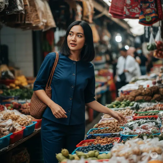 Inspirasi Outfit Ibu-Ibu ke Pasar yang Tidak Pasaran. Foto: Gemini