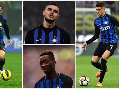 Inter Milan memberikan nomor punggung 7 kepada Mauro Icardi pada musim ini. Icardi diprediksi akan memiliki nasib yang sama dengan tuan-tuan dari nomor tersebut sebelumnya. Berikut Icardi dan 7 pemain bernomor punggung 7 terakhir di Inter Milan. (Kolase foto AFP)