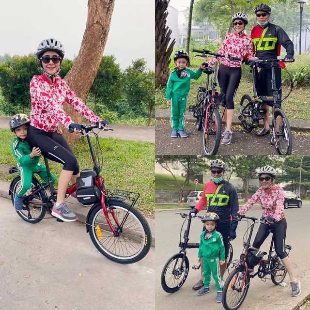 7 Momen Seru Uut Permatasari dan Keluarga saat Gowes Bareng