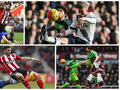 Foto terbaik Liga Premier Inggris pekan ini diwarnai aksi rebutan bola antara bek Chelsea, Gary Cahill dengan pemain Southampton, Charlie Austin. Berikut 10 foto terbaik Liga Inggris pekan ke-27. (Reuters)