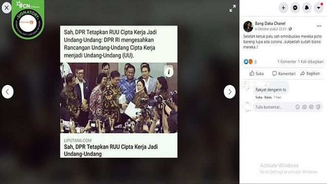 Gambar Tangkapan Layar Foto Penyerahan Draft RUU Omnibus Law Cipta Kerja